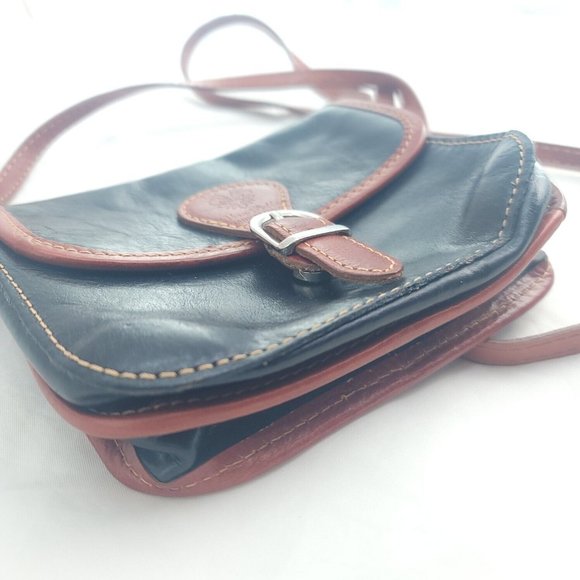 Vera Pelle Womens Black Genuine Leather Inner Pockets Crossbody Handbag - Picture 3 of 14